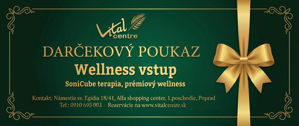 VitalCentre Poprad, darčekový poukaz wellnes-vstup